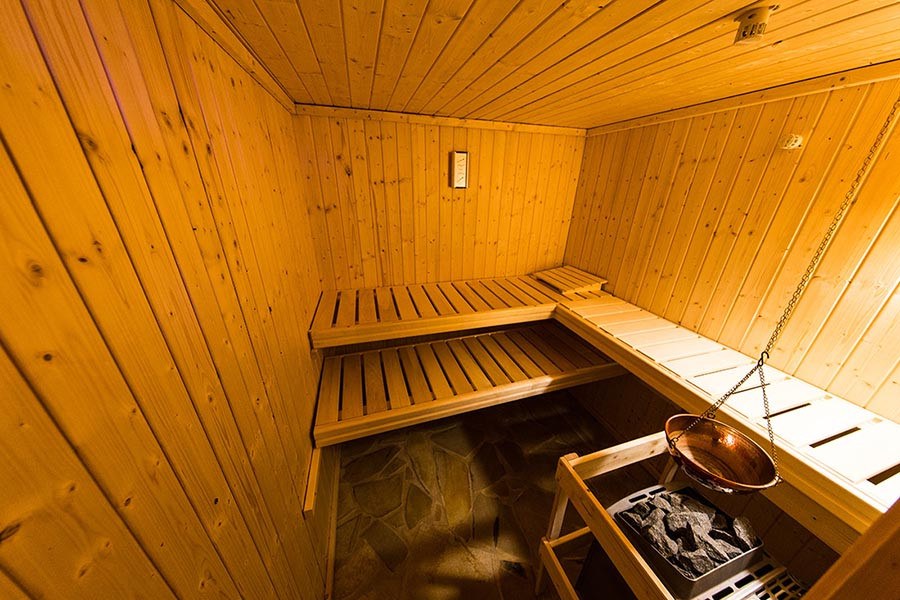 Finnische Sauna im Wellnessbereich des Untergeschosses